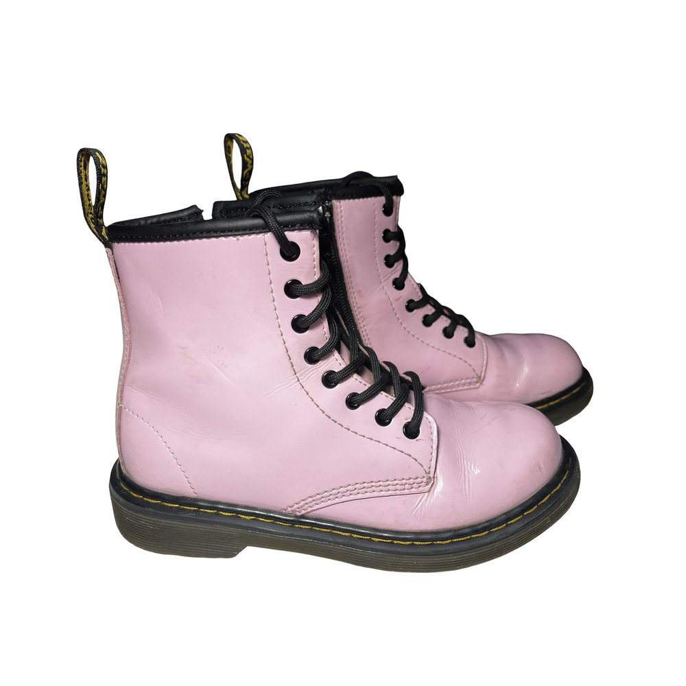 Dr. Martens 1460 J Boots Youth Size 2 Pink‎ Leather Lace Up Combat Shoes Zip